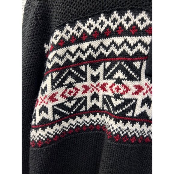 Izod Black & Red Quarter Zip Fair Isle Warm Sweater - Picture 4 of 8